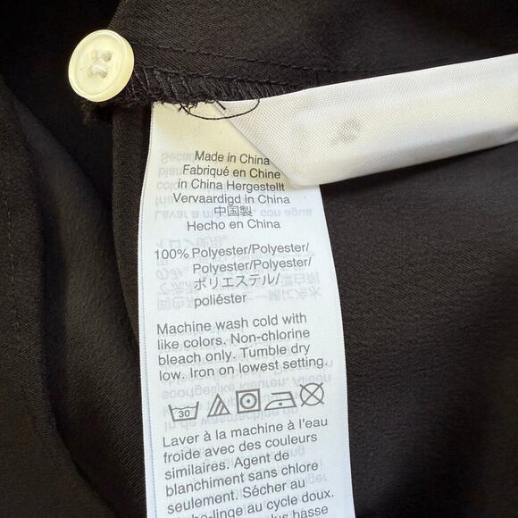 J.Crew Long-Sleeve Ruffle-Front Top‎ in Satin Crepe in Black and Cream, Medium - Picture 9 of 9